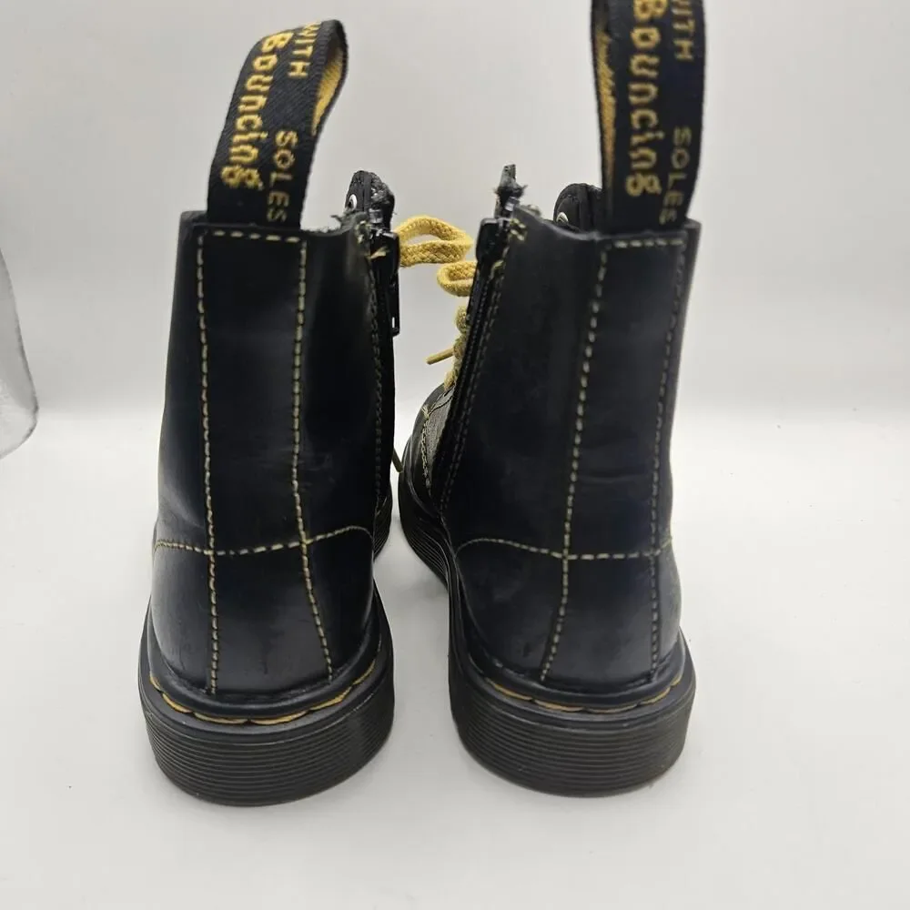 Dr. Doc Martens Kids 1460 Pascal T Black Combat Boots Grunge Alt Punk Size US 10